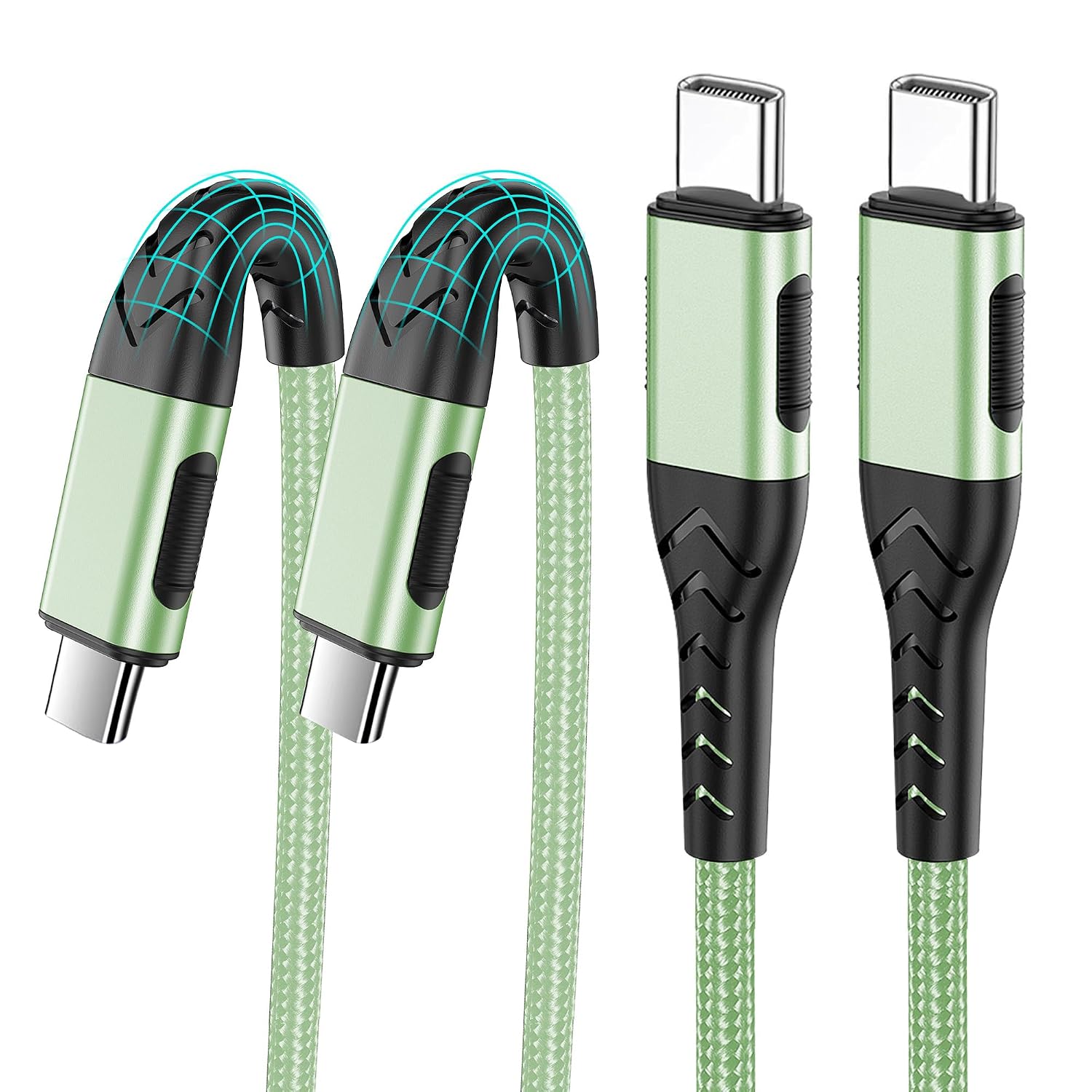 Durcord 2Pack 10ft USB C Charger Cable - 100W Fast Charging for Android\/Phone\/Pad, Type C to Type C Compatible with iPhone 17\/16\/15 Pro Plus Max Silver - Image 12