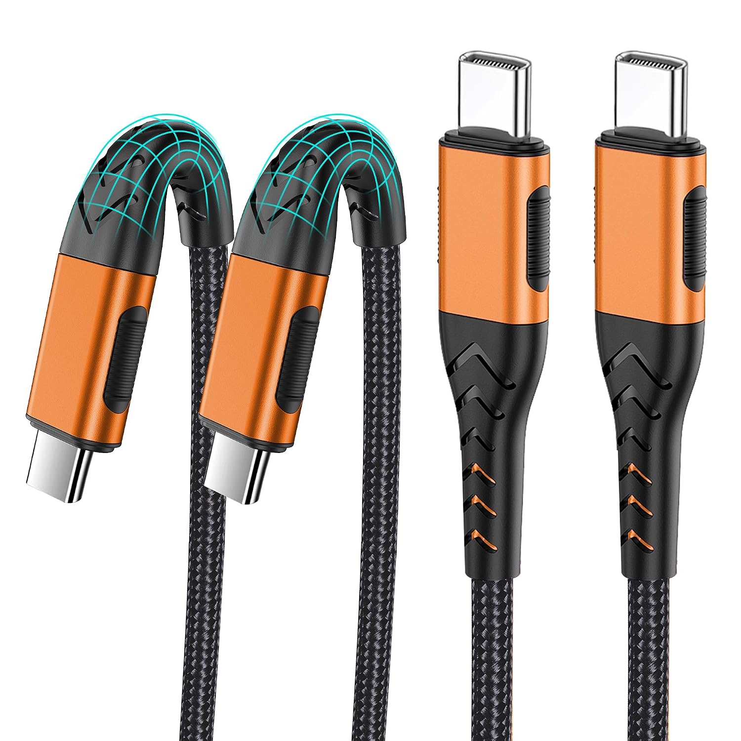 Durcord 2Pack 10ft USB C Charger Cable - 100W Fast Charging for Android\/Phone\/Pad, Type C to Type C Compatible with iPhone 17\/16\/15 Pro Plus Max Silver - Image 10