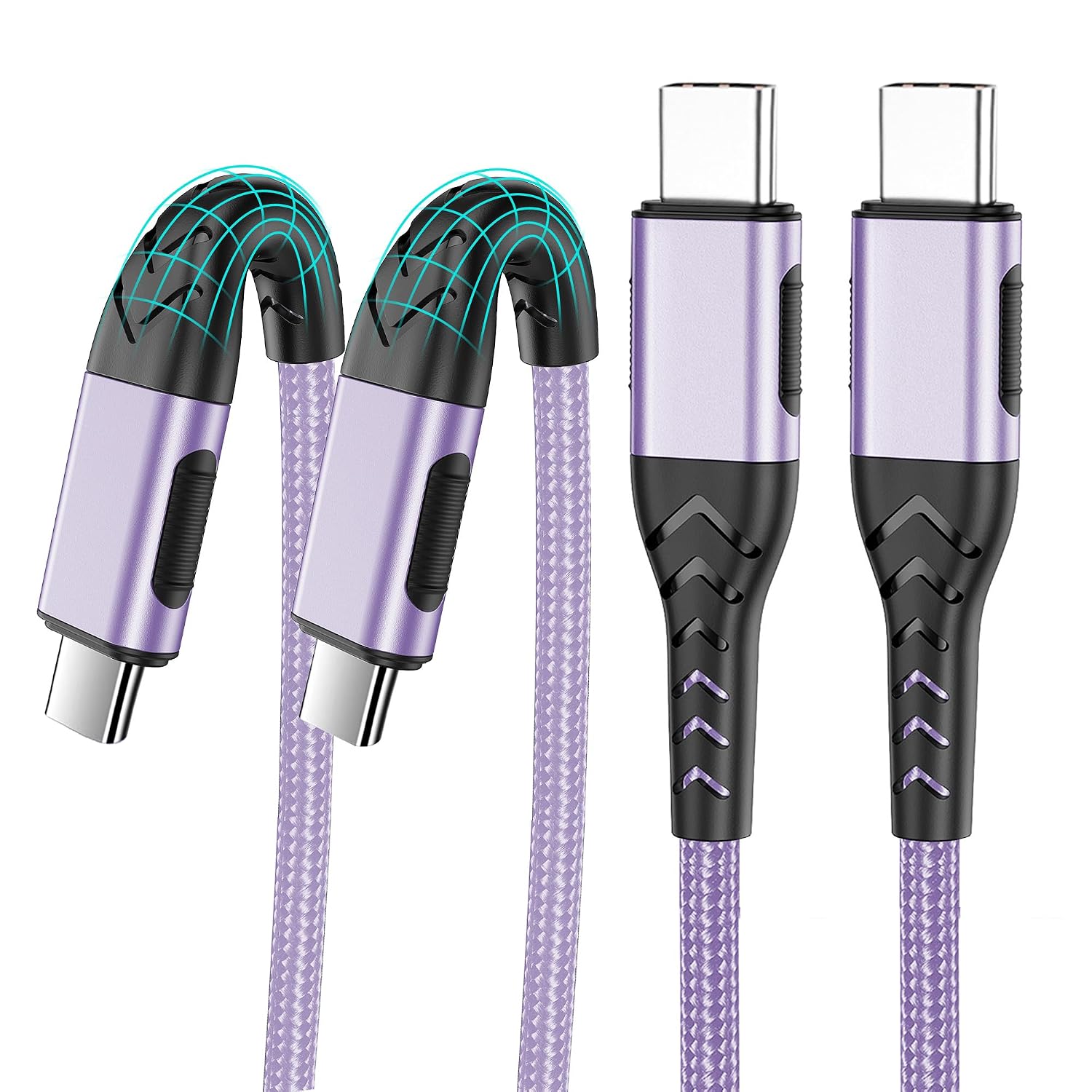 Durcord 2Pack 10ft USB C Charger Cable - 100W Fast Charging for Android\/Phone\/Pad, Type C to Type C Compatible with iPhone 17\/16\/15 Pro Plus Max Silver - Image 11