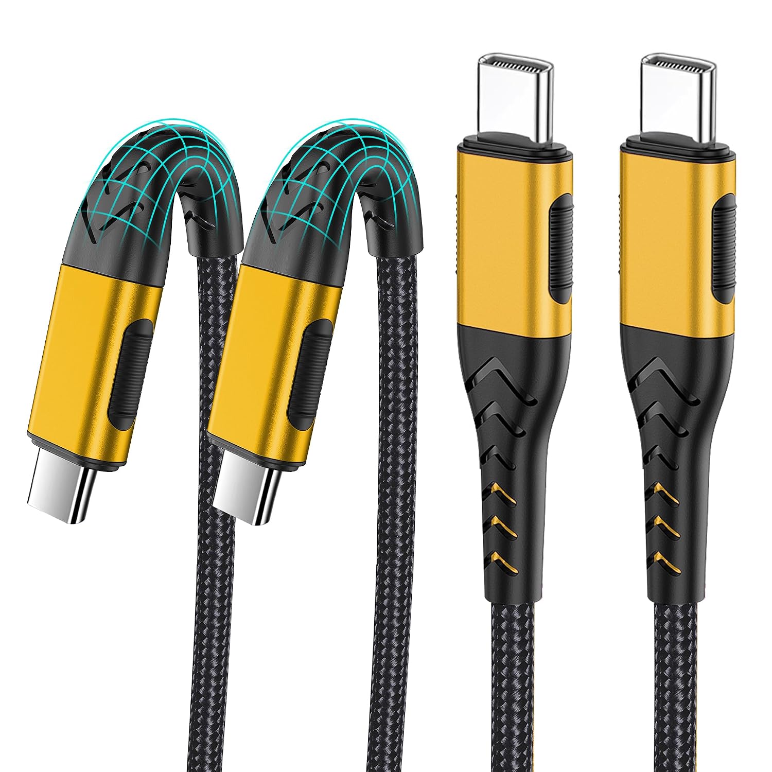 Durcord 2Pack 10ft USB C Charger Cable - 100W Fast Charging for Android\/Phone\/Pad, Type C to Type C Compatible with iPhone 17\/16\/15 Pro Plus Max Silver - Image 9