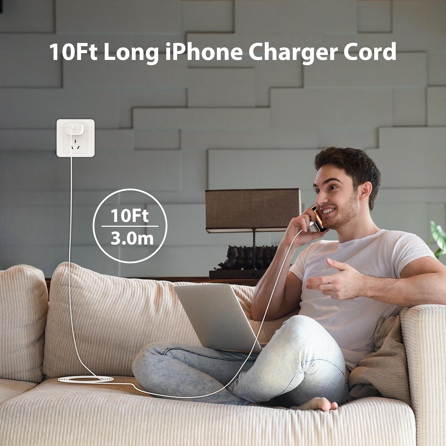 iPhone 17 16 15 Charger Fast Charging USB C Charger Type C Chargers with 10 Ft Long USB C to USB C Cable Fast Charging Cord for iPhone 17\/Pro\/Pro Max\/17 Air\/16\/16 Pro\/16 ProMax\/15\/Pro\/ProMax,White - Image 6