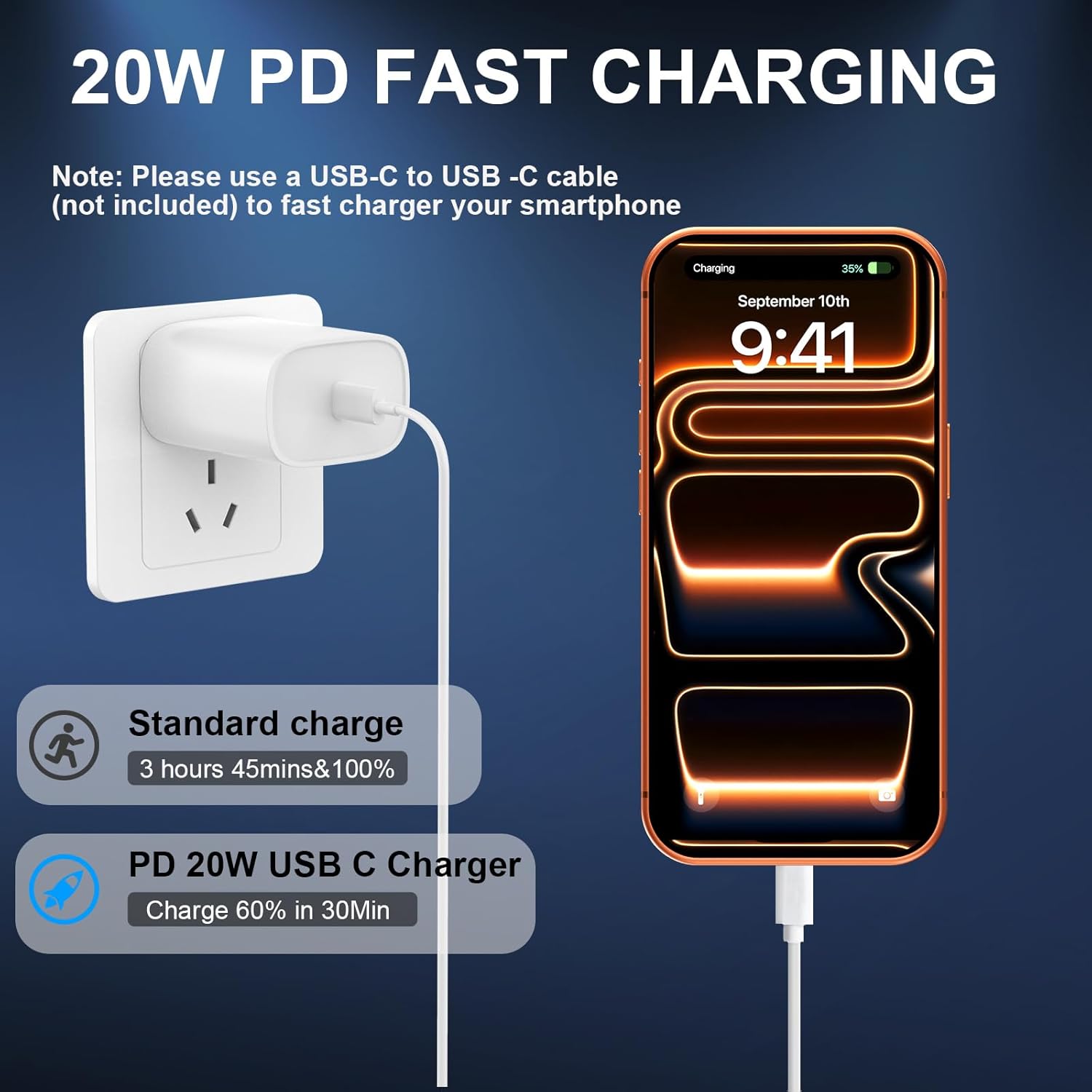 iPhone 17 16 15 Charger Fast Charging USB C Charger Type C Chargers with 10 Ft Long USB C to USB C Cable Fast Charging Cord for iPhone 17\/Pro\/Pro Max\/17 Air\/16\/16 Pro\/16 ProMax\/15\/Pro\/ProMax,White - Image 4