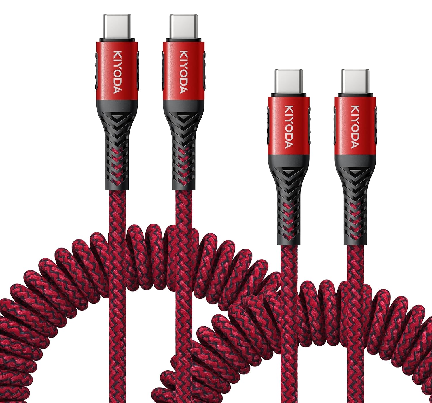 USB C to USB C Cable Coiled 3FT 2Pack, Braided Type C Charger for Car-Black | 66W Fast Charging Cord Compatible with iPhone 17 16 15, iPad, Sam sung Galaxy, Google Pixel, Moto, TCL Phones - Image 9